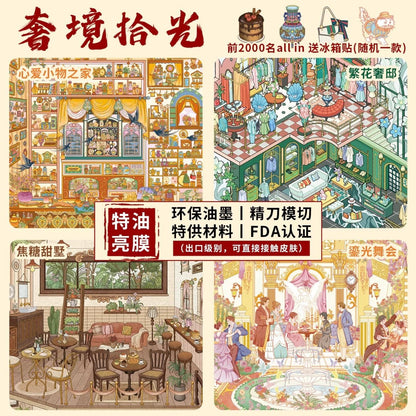 Sticker Park Vol. 1 Luxury Mirror Moments Floral Luxury Mansion Caramel Sweet Villa Golden Light Ball Home of Beloved Treasures - L - JoyJollyCrafts