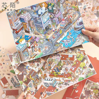 Street View Series Plus Size Landscape Stickers Hutong Time Harbor Town - L - JoyJollyCrafts