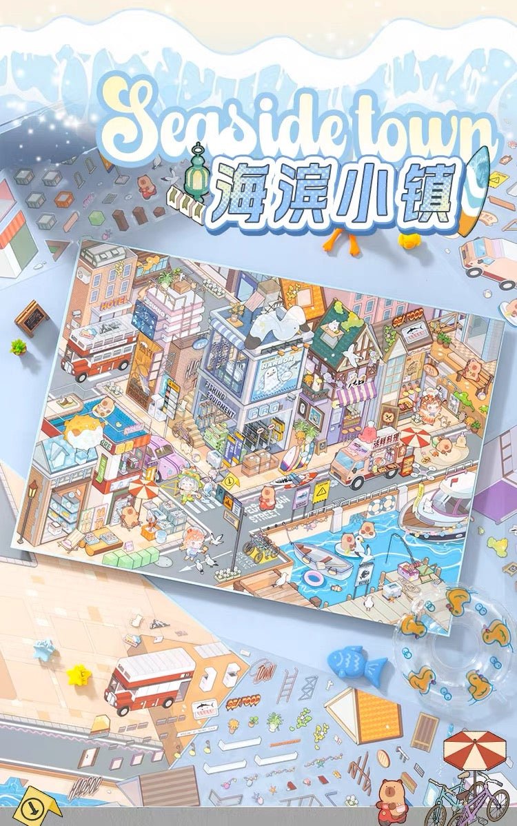 Street View Series Plus Size Landscape Stickers Hutong Time Harbor Town - L - JoyJollyCrafts