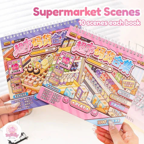 Supermarket restock theme scene sticker book 1 book - M - JoyJollyCrafts