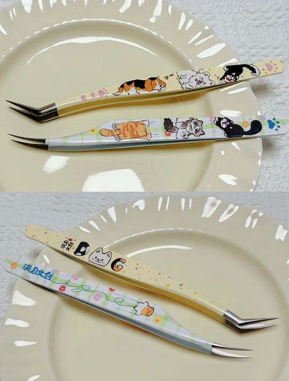 Tweezers - Cats and Dogs Puppy Angled Tip Tweezers Kitty Curved Tip Tweezers - JoyJollyCrafts