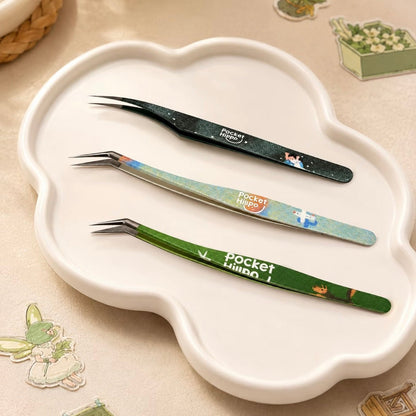 Tweezers Light Green Airplane - Golden Feather Tweezers Green Puppy - Golden Feather Tweezers Dark Green Person & Pony - Dolphin Tweezers - L - JoyJollyCrafts