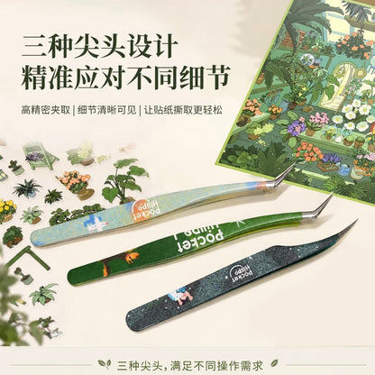 Tweezers Light Green Airplane - Golden Feather Tweezers Green Puppy - Golden Feather Tweezers Dark Green Person & Pony - Dolphin Tweezers - L - JoyJollyCrafts