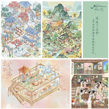 Vol. 1 Meow Jianghu Grain in Ear Flower Hairpin Cottage A Peach Blossom Paradise Peach Blossom Town - L - JoyJollyCrafts