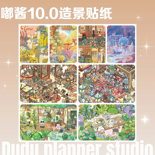 Vol. 10 Royal Snowfall Sound Bay Harbor Garden Oil Paintings (4 Sheets) Secret Garden + Rainy Town - M - JoyJollyCrafts