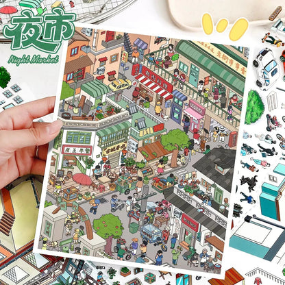 Vol. 106 Street Scene Series Night Market Street Scene - L - JoyJollyCrafts