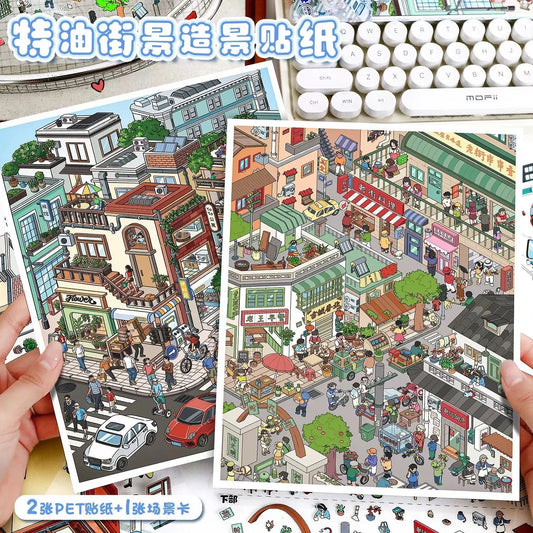 Vol. 106 Street Scene Series Night Market Street Scene - L - JoyJollyCrafts