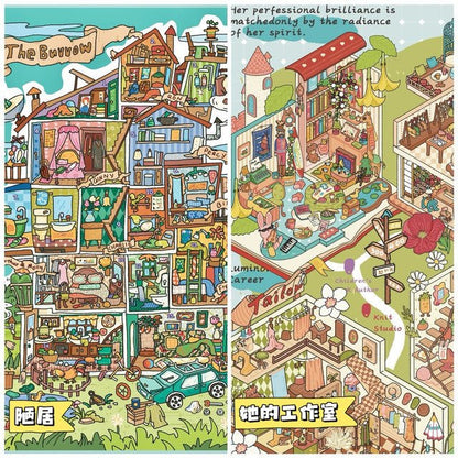 Vol. 11 Chinese Courtyard House Four Seasons Courtyard – Spring Rental House Her Studio Humble Dwelling - XL - JoyJollyCrafts