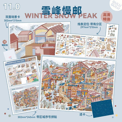 Vol. 11 Seasons at the Corner Spring in Soft Light Summer Drizzle Gilded Autumn Snow Peak Post - L - JoyJollyCrafts