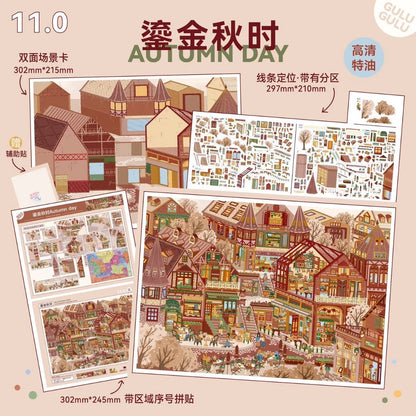 Vol. 11 Seasons at the Corner Spring in Soft Light Summer Drizzle Gilded Autumn Snow Peak Post - L - JoyJollyCrafts
