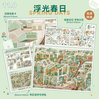 Vol. 11 Seasons at the Corner Spring in Soft Light Summer Drizzle Gilded Autumn Snow Peak Post - L - JoyJollyCrafts