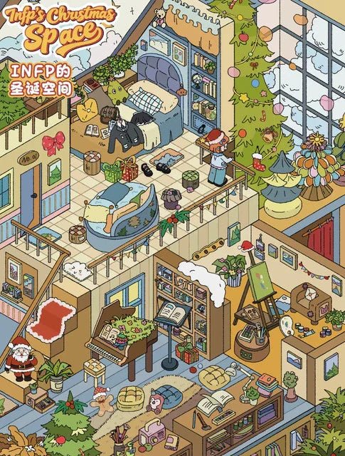Vol. 110 Christmas Series Christmas Cute Home INFP Christmas Room Christmas Joy House Pink Christmas Night - L - JoyJollyCrafts