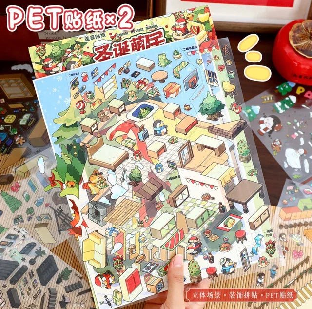 Vol. 110 Christmas Series Christmas Cute Home INFP Christmas Room Christmas Joy House Pink Christmas Night - L - JoyJollyCrafts