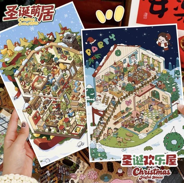 Vol. 110 Christmas Series Christmas Cute Home INFP Christmas Room Christmas Joy House Pink Christmas Night - L - JoyJollyCrafts