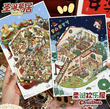 Vol. 110 Christmas Series Christmas Cute Home INFP Christmas Room Christmas Joy House Pink Christmas Night - L - JoyJollyCrafts