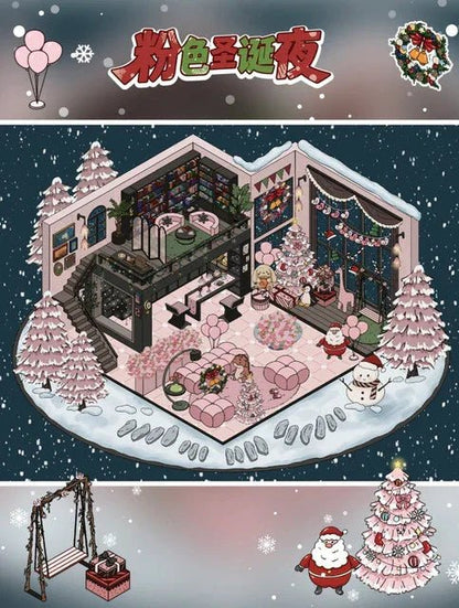 Vol. 110 Christmas Series Christmas Cute Home INFP Christmas Room Christmas Joy House Pink Christmas Night - L - JoyJollyCrafts