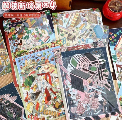 Vol. 110 Christmas Series Christmas Cute Home INFP Christmas Room Christmas Joy House Pink Christmas Night - L - JoyJollyCrafts