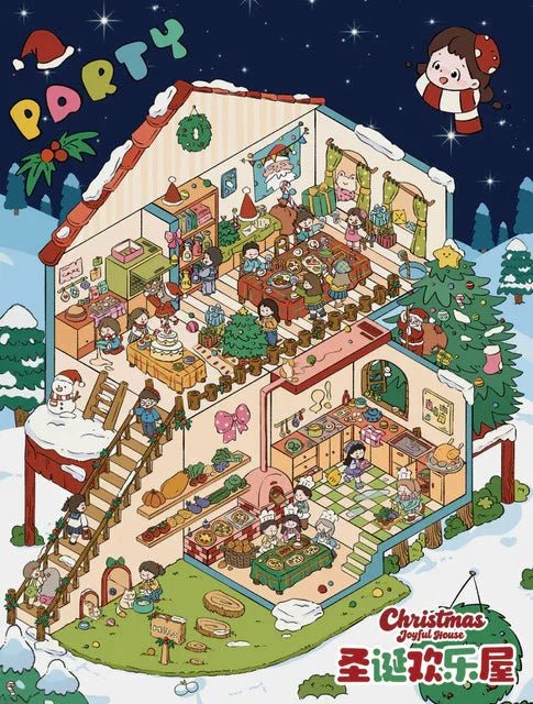 Vol. 110 Christmas Series Christmas Cute Home INFP Christmas Room Christmas Joy House Pink Christmas Night - L - JoyJollyCrafts