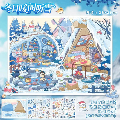 Vol. 117 Four Seasons Spring Blossom Secret Land Summer Shell Post Office Autumn Pumpkin Cottage Winter Snow Pavilion - L - JoyJollyCrafts