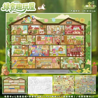 Vol. 130 Cubicle Series Fairy Tale House Green Fun House - L - JoyJollyCrafts