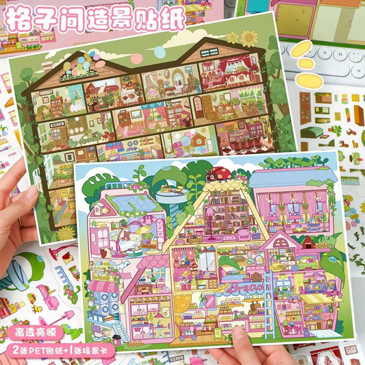 Vol. 130 Cubicle Series Fairy Tale House Green Fun House - L - JoyJollyCrafts