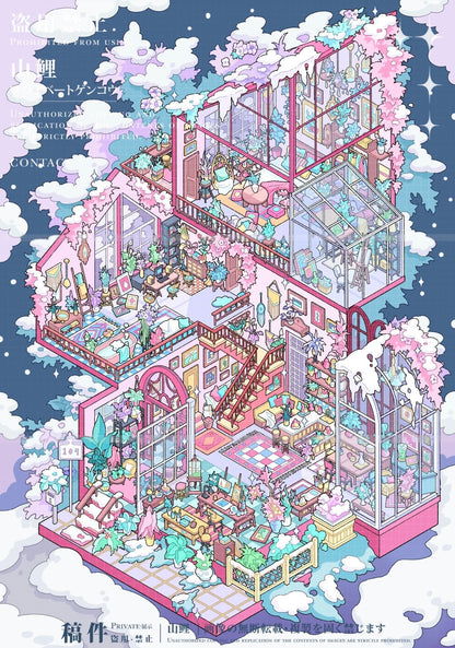 Vol. 14 Ferns Hidden Abode Banyan Branch Courtyard Purple Mist Villa Silver Lotus Pavilion - L - JoyJollyCrafts