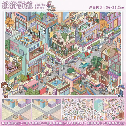 Vol. 141 Colorful Street Old Hong Kong Street - XL - JoyJollyCrafts