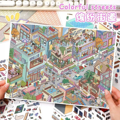 Vol. 141 Colorful Street Old Hong Kong Street - XL - JoyJollyCrafts