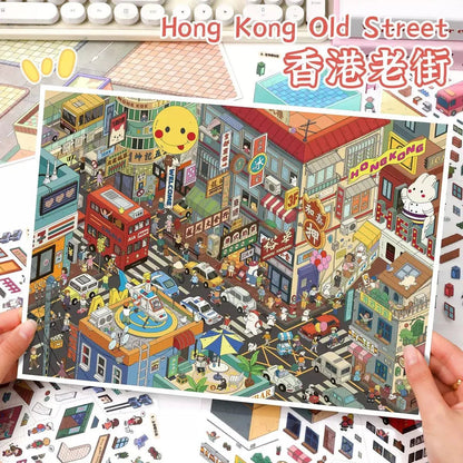 Vol. 141 Colorful Street Old Hong Kong Street - XL - JoyJollyCrafts