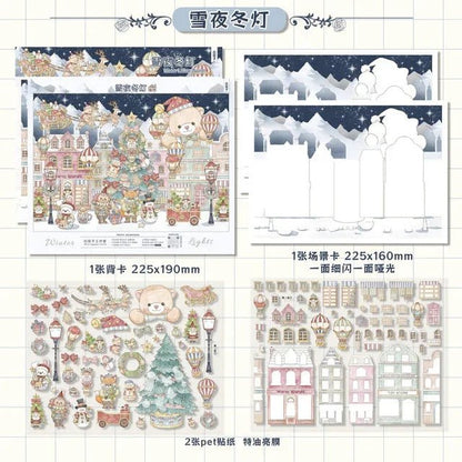 Vol. 16 Dreamy Sweet Home Little Bear Bistro Snowy Night Lanterns - L - JoyJollyCrafts