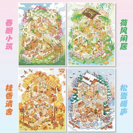 Vol. 164 Spring Slumber Cottage Lotus Breeze Retreat Osmanthus Fragrance Residence Pine Snow Warm Lodge - L - JoyJollyCrafts