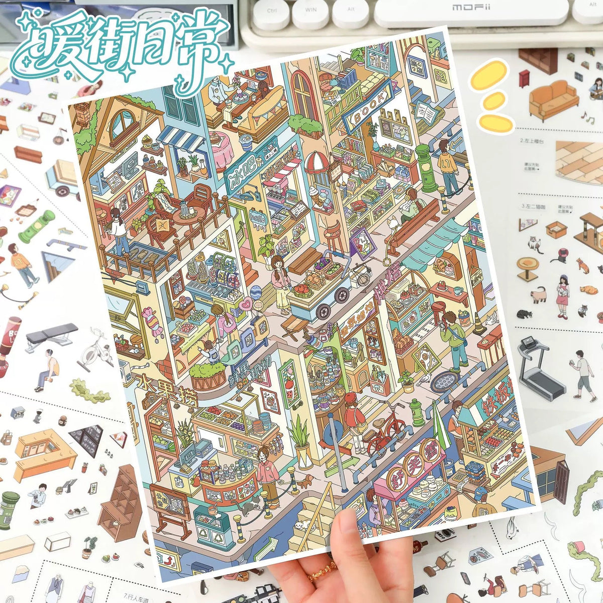 Vol. 170 Shopping Street Scenes Everyday Life on Warm Street - XL - JoyJollyCrafts
