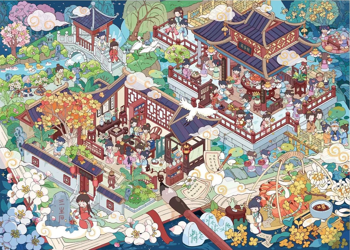 Vol. 175 Flower Gathering Society Lantern Shadows of Yuanxi Festival - L - JoyJollyCrafts