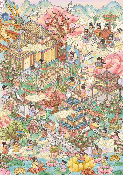 Vol. 177 Fairy Maiden's Banquet Summer Courtyard Scene - L - JoyJollyCrafts