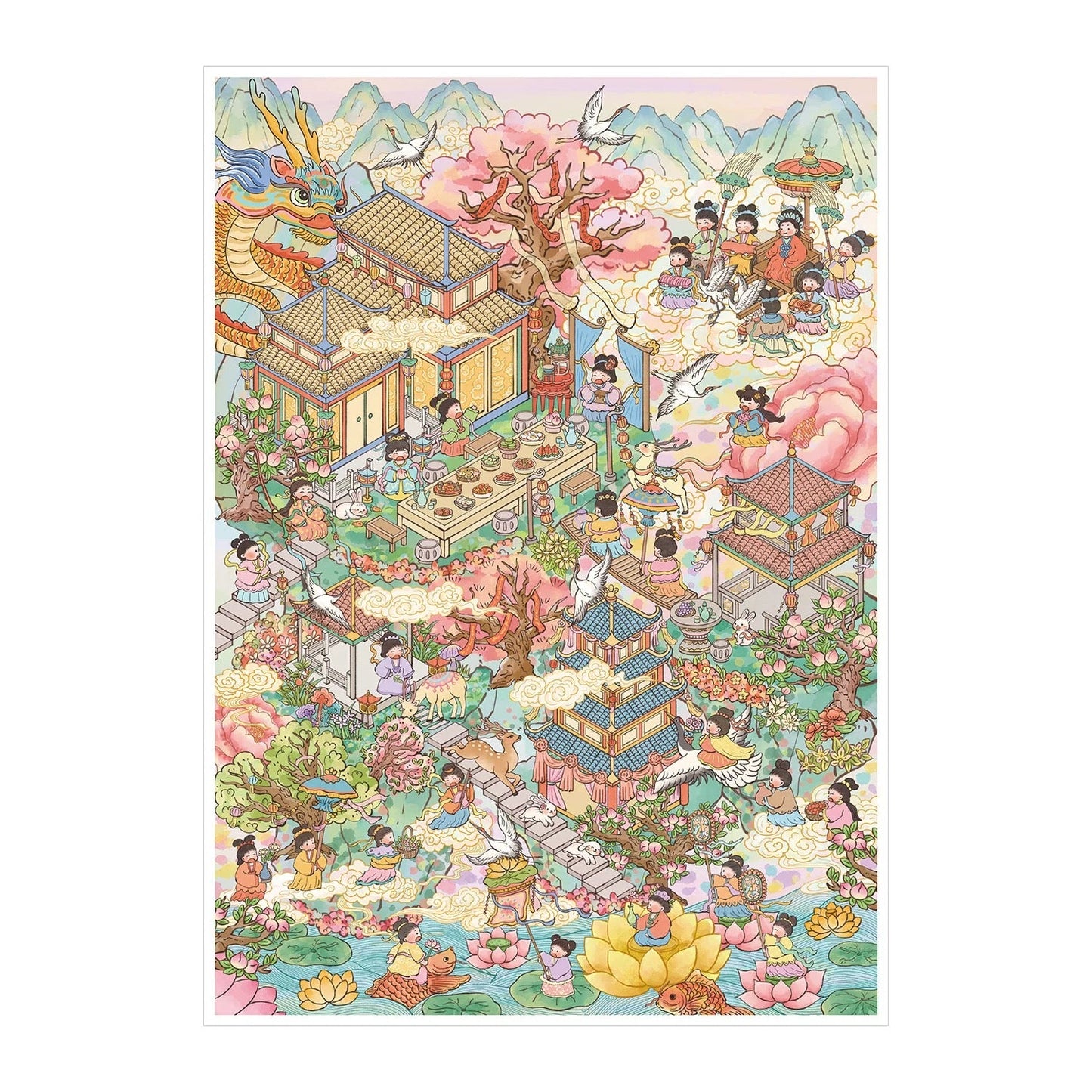 Vol. 177 Fairy Maiden's Banquet Summer Courtyard Scene - L - JoyJollyCrafts
