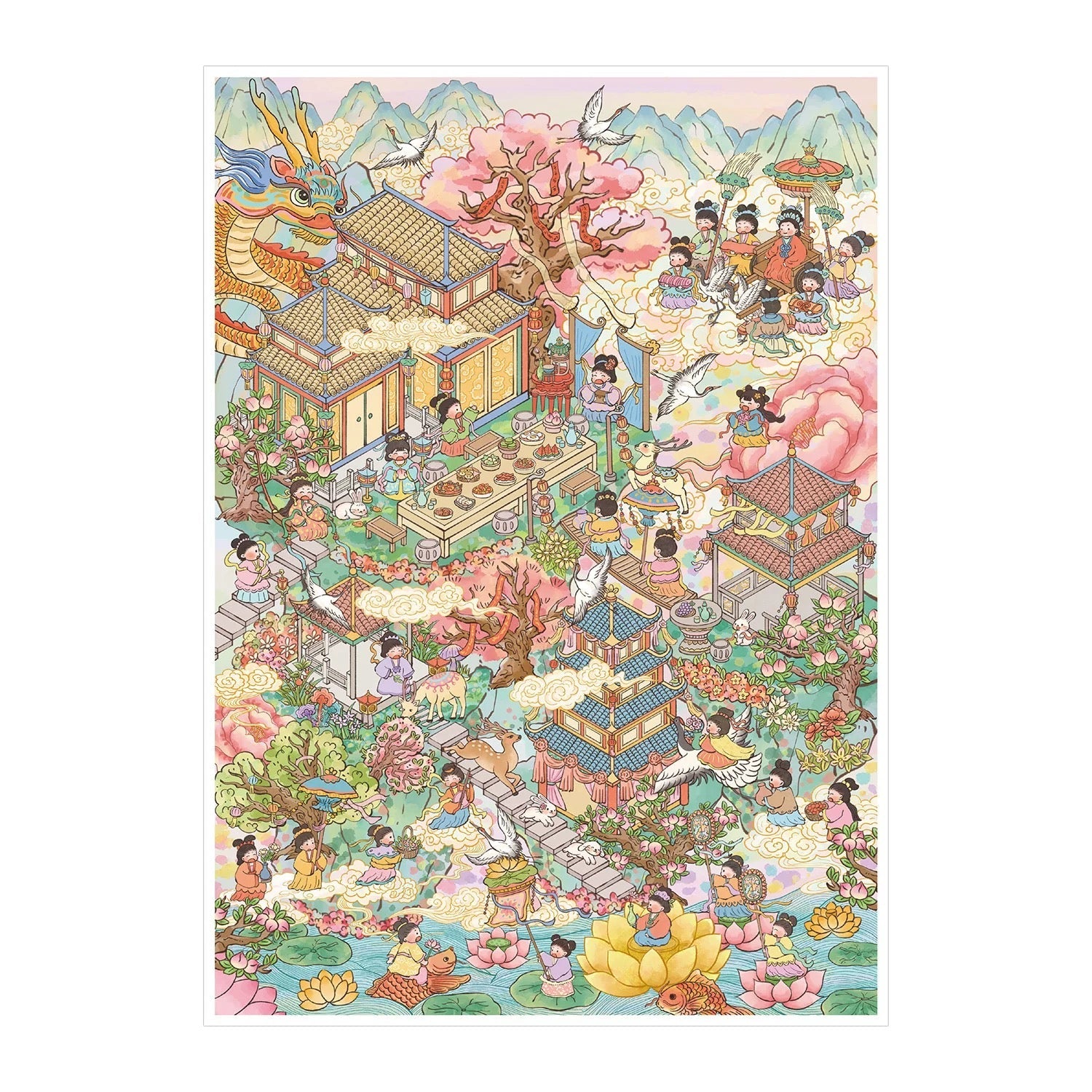 Vol. 177 Fairy Maiden's Banquet Summer Courtyard Scene - L - JoyJollyCrafts