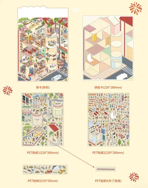 Vol. 18 Fireworks Market Old Town Street Scene - L - JoyJollyCrafts
