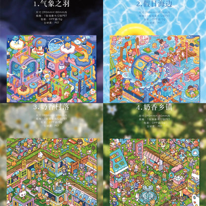 Vol. 18 Milky Cloudland Series Feather of Weather Holiday Seaside Milky Village Milky Town - L - JoyJollyCrafts