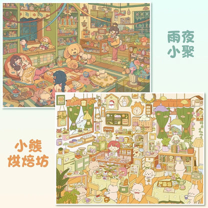 Vol. 180 Rainy Night Gathering Bear Bakery - L - JoyJollyCrafts