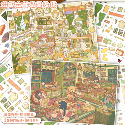Vol. 180 Rainy Night Gathering Bear Bakery - L - JoyJollyCrafts