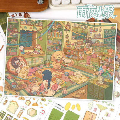 Vol. 180 Rainy Night Gathering Bear Bakery - L - JoyJollyCrafts