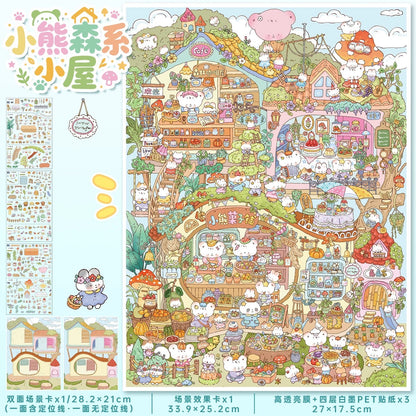 Vol. 182 Little Bear Baking Castle Little Bear Forest Cabin - XL - JoyJollyCrafts