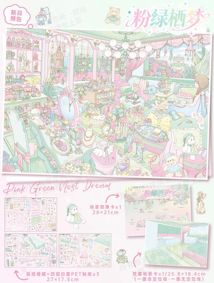 Vol. 183 Purple Dream Butterfly Language Pink Green Dream Rest - L - JoyJollyCrafts
