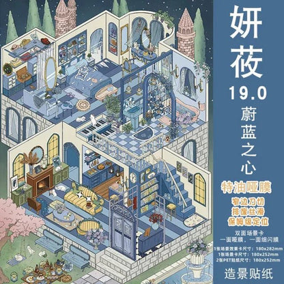 Vol. 19 Villa House Series Half-Mountain Notes Blue Dream Pink Azure Heart Green Rose Cottage - L - JoyJollyCrafts
