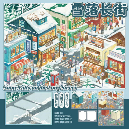 Vol. 19 Window Display Memories Snowy Long Street New Times in Old Alley Autumn Courtyard Living Snow Clear Blue Island - L - JoyJollyCrafts