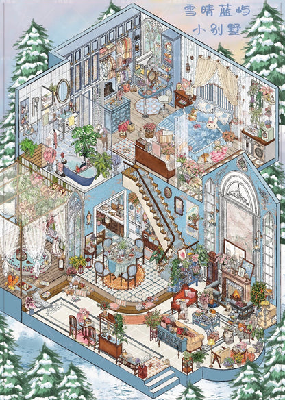 Vol. 19 Window Display Memories Snowy Long Street New Times in Old Alley Autumn Courtyard Living Snow Clear Blue Island - L - JoyJollyCrafts