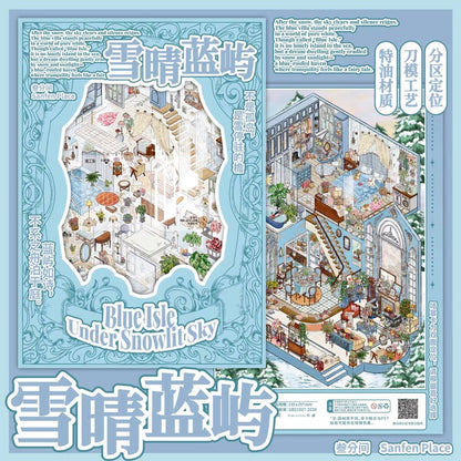Vol. 19 Window Display Memories Snowy Long Street New Times in Old Alley Autumn Courtyard Living Snow Clear Blue Island - L - JoyJollyCrafts