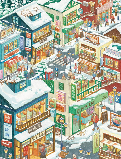 Vol. 19 Window Display Memories Snowy Long Street New Times in Old Alley Autumn Courtyard Living Snow Clear Blue Island - L - JoyJollyCrafts