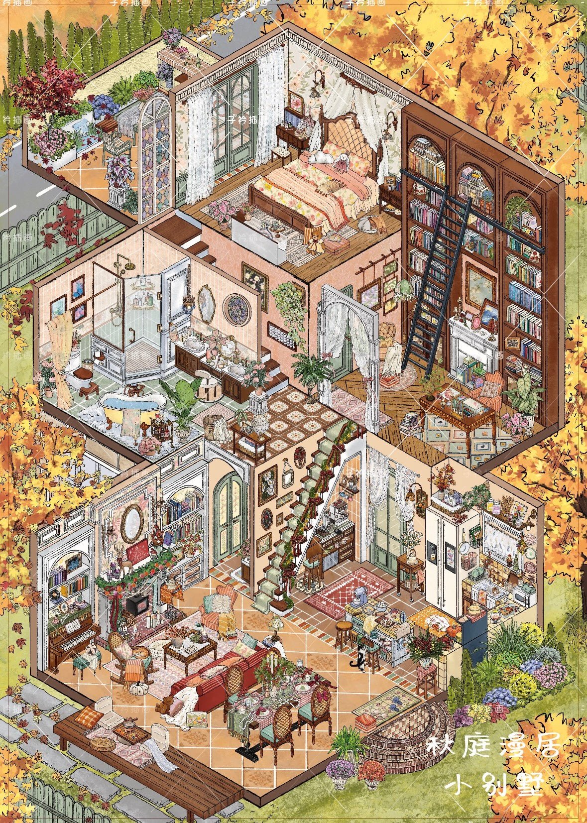 Vol. 19 Window Display Memories Snowy Long Street New Times in Old Alley Autumn Courtyard Living Snow Clear Blue Island - L - JoyJollyCrafts
