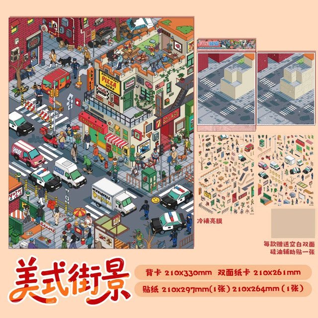 Vol. 2 Duoduo Stationery Shop Mother & Baby Store 24-Hour Convenience Store My Way Home from School Dream Residence American Street Scene Spring Town - XL - JoyJollyCrafts
